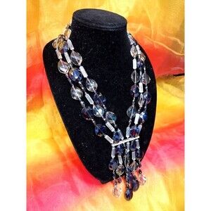 Gorgeous Signed Limited Edition Valeska Designs Clear Purple Crystals Necklace